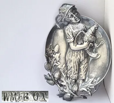 Art Nouveau Wall Plate Boy With Chicken WMF Um 1900 P218 • $497.72