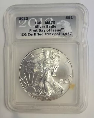 2012 American Silver Eagle $1 ICG MS70  • $35