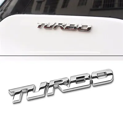Car Sticker 3D TURBO Logo Emblem Metal Badge Trunk Bumper Decal Accessory Silver • $7.80