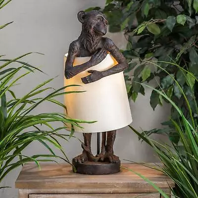 Cute Modest Monkey Sculptural Table Lamp Fun Whimsical Accent Lighted Statue • $146.60