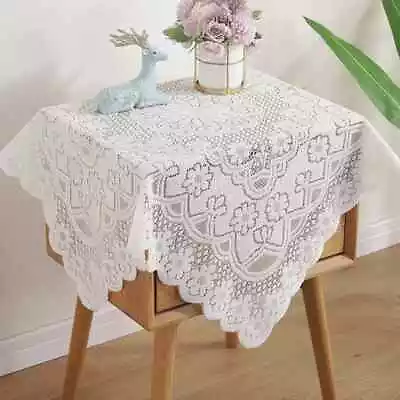 White Lace Tablecloth Table Cover Dining Table Cover Wedding Decor Desk Covers • $14.44