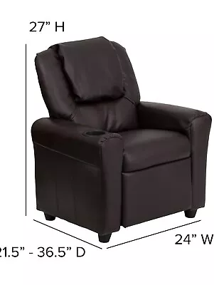 Flash Furniture Contemporary Vinyl Kids Recliner With Cup Holder And Headrest - • $90