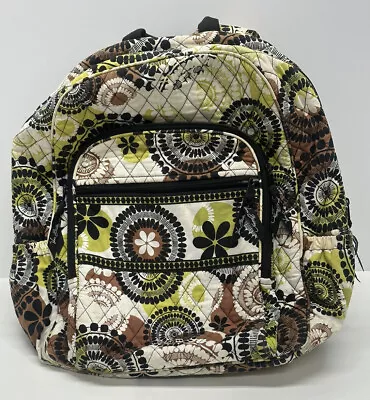 Vera Bradley Lg. Backpack Cocoa Moss Multi Pockets 16”x12”x6.5” READ DES • $24.99