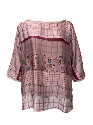 Marina Rinaldi Women's Pink Vago Printed Top NWT • $48.75