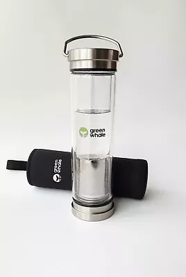 Double Wall Glass Thermos Bottle For Water Or Tea Reusable 400ml Bottom Infuser • $52