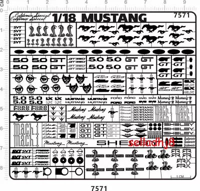 1/18 Mustang For Model Kits Silver Chrome Metal Decals 7571 • $9.49