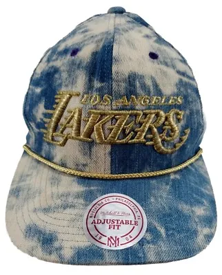 Los Angeles Lakers Mitchell & Ness Adult NBA Acid Washed Denim Snapback Hat Cap • $21.59