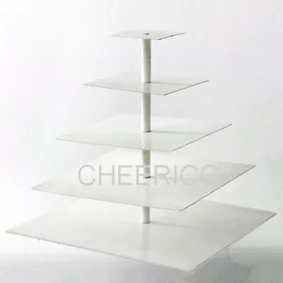 5 Tier White Square Maypole Acrylic Cupcake Stand Cup Cake Tower Tree • $57.79