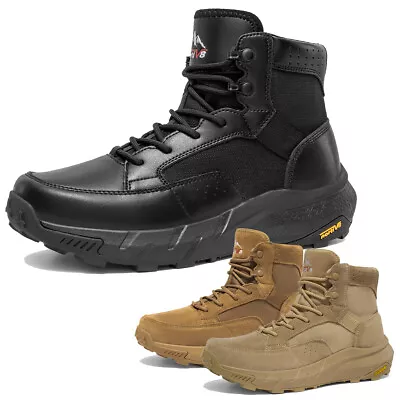 Mens Military Boots Tactical Boots 6 Inches Hiking Outdoor Leather Combat Boots • $66.99