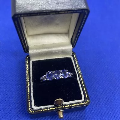 Tanzanite . Ring Set In Silver With Platinum Overlay - Size O (ref.19) • £22.49