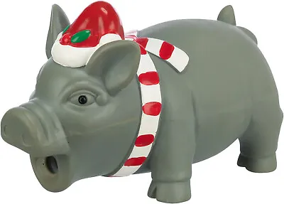 Trixie Christmas Latex Pig With Sound Lightweight Festive Dog Toy • £9.89