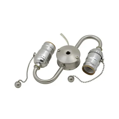 $44.75 • Buy Satin Nickel Finish Brass Pull Chain Lamp Cluster Socket