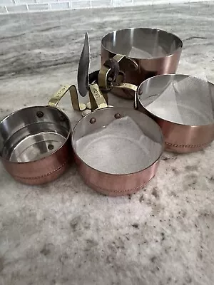 Vintage Heavy Copper & Brass Measuring Cups W/ Spouts 1/4 1/3  1/2 1 Cup • $40