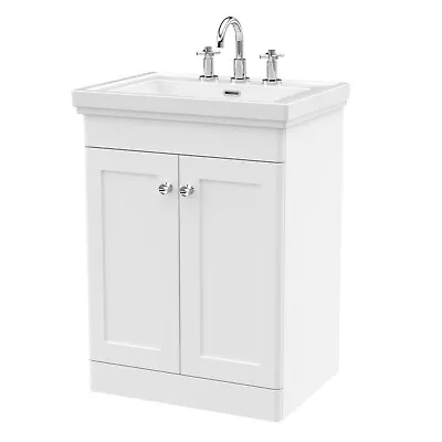 Nuie Classique 600mm Basin Vanity Unit 3 Tap Hole Traditional Bathroom Sink Unit • £319.95