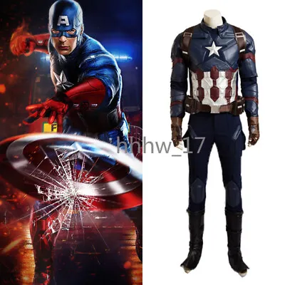 The Avengers Age Of Ultron Captain America Steve Rogers Cosplay Outfit Costume • $214.21