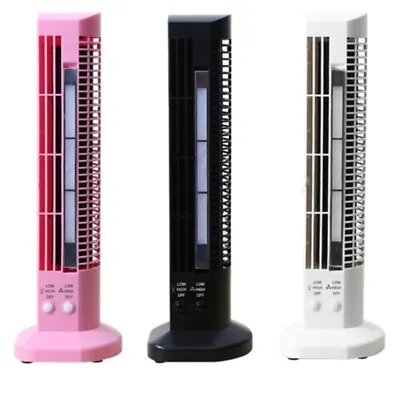 Tower Table Fan Bladeless Standing Cooling Fan With LED Light For Home Office • £17.24