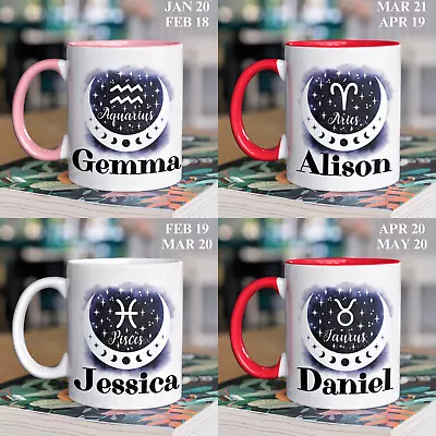 Personalised Name Zodiac Star Signs Mug / Astrology Star Sign Birthday 11oz Gift • £9.95