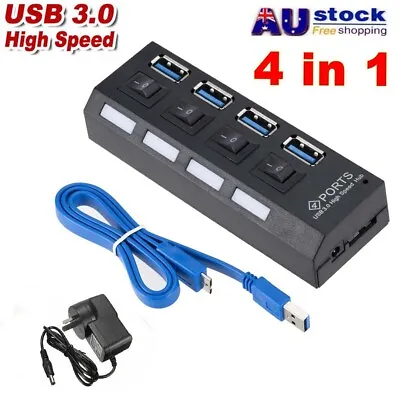 $16.99 • Buy 4 Ports USB Hub 3.0 +High Speed Extension Switch For PS4/Slim/Pro Power Charger