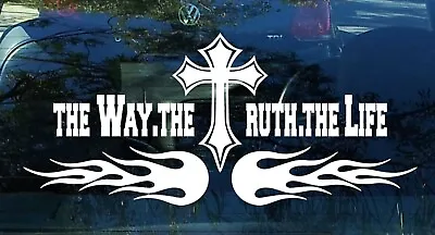 The Way The Truth The Life Sticker Decal Bible Jesus Cross Car Window Christian • $7.99