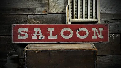 Distressed Saloon Bar Tavern Sign - Rustic Hand Made Vintage Wooden • $54