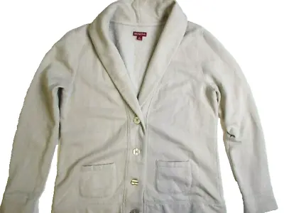 Merona Jacket Womens Medium Beige Button Down Collar Fleece Blazer Ladies • $17.81