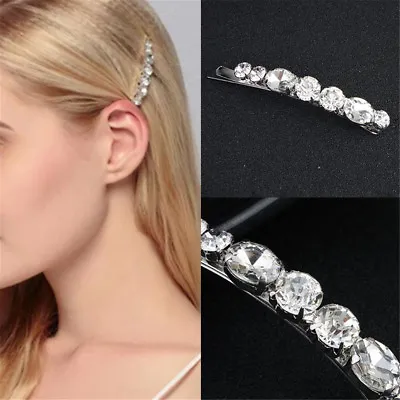 Crystal Diamante Barrette Bobby Pins Hair Clips Slides Grip Wedding Headdress • $4.98