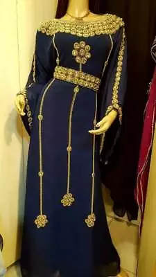 Sale Fancy Moroccan Caftan Luxury Gown Dubai Abaya Maxi Farasha Dresses Takchita • $55.19