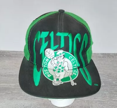 Vintage AJD Brand Boston Celtics Snapback Hat NOS NWT New Big Brim Logo RARE • $99