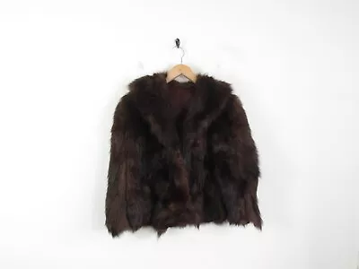 Womens Vintage Brown Real Genuine Fur Short Cape Shawl Shrug Size S/M 36-38  • $36.98