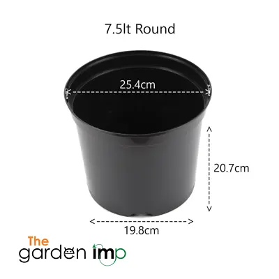 7.5L Black Plastic Round Plant Pots Strong Commercial Flower Pot 25cm Lt Litre • £11.29