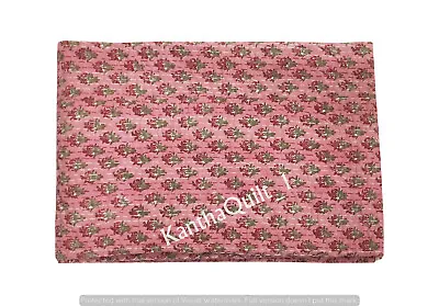 £21.59 • Buy Indian Handmade King Size Cotton Kantha Quilt Hand Block Blanket Bedspread Throw