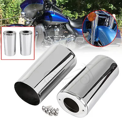 Chrome Fork Boot Slider Cover Cow Bells For Harley Street Glide Road King FLHR • $38.98