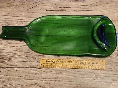 Melted & Flattened Vintage Green Glass Wine Bottle Display Serve Cheese Trivet  • $9.99