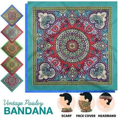 100% Cotton Vintage Paisley Bandana Biker Headwrap Handkerchief Face Covering • £2.99