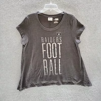 Oakland Raiders Women Top XL Gray T-Shirt Team Logo Football NFL Short Sleeve • $11.14