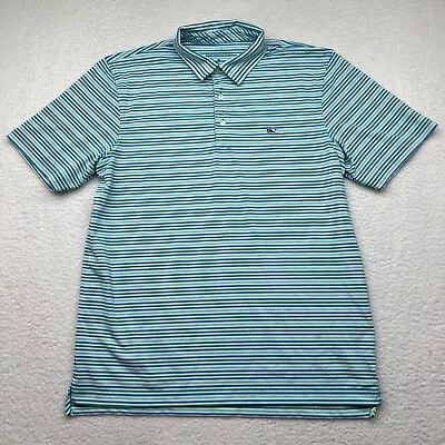 Vineyard Vines Performance Golf Polo Striped Short Sleeve Shirt Size Medium • $18.86