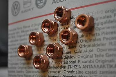 VW OEM Set Of Copper Coated Exhaust Nuts *NEW* Mk1 Mk2 Mk3 NOS • $8.95