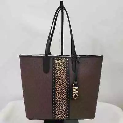 NWT Michael Kors Eliza Shoulder Bag Tote Brown Cheetah W/ Pouch 30F3GZAT7B • $139