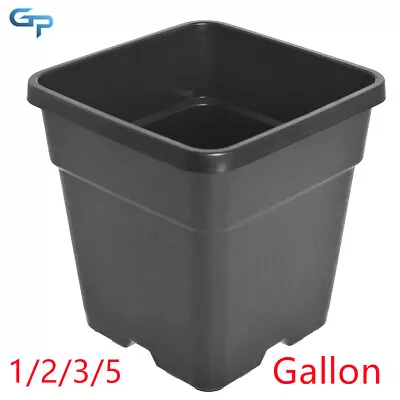 Re-Usable Square Nursery Pot Plastic Grow Pots Plant Garden 10PCS 1/2/3/5 Gallon • $36.45