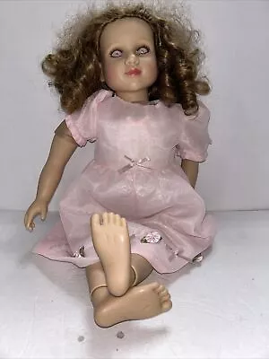 My Twinn Doll Lavender Eyes Curly Brown Hair Pink Dress 23” Tall • $80
