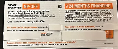 Home Depot 10% Off Coupon: In Store Or Online - Expires On 04/15/2024 • $24.99