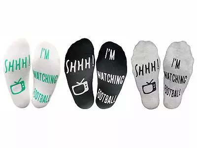 'Shhh I'm Watching Football' Funny Ankle Socks Gift For Football Fans • £5.99