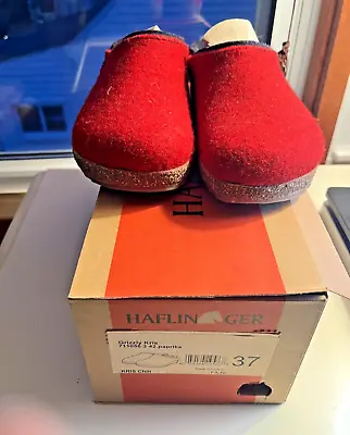 Haflinger Women's GZ Red Classic Grizzly Wool Felt Clog Chili Size EU 37/ US 7 • $47