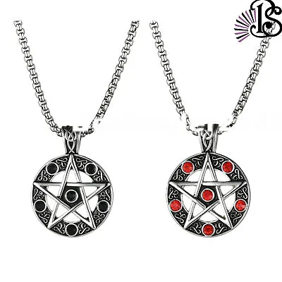 Star Amulet Pentagram Pentacle Pagan Necklace Stainless Steel Pendant For Men • $9.99