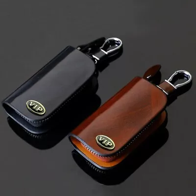 Universal Car Leather Key Fob Case Cover Holder Bag Keychain Wallet Pouch Remote • $9.24