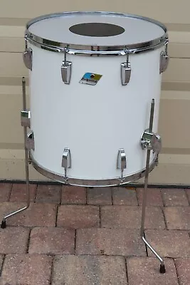 RARE 1970's 16  3-ply LUDWIG FLOOR TOM In WHITE CORTEX For YOUR DRUM SET! J64 • $539.96
