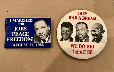 1983 March On Washington DC Button Pin Lot (2x) JFK MLK Gandhi - FREE SHIPPING • $12.97