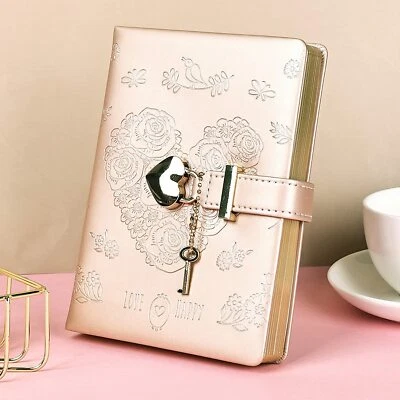 $71.17 • Buy Leather Journal Heart Lock Notebook With Key School Diaries Girls Gifts Birthday