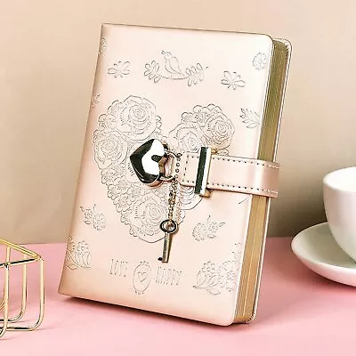 Leather Journal Heart Lock Notebook With Key School Diaries Girls Gifts Birthday • $71.17