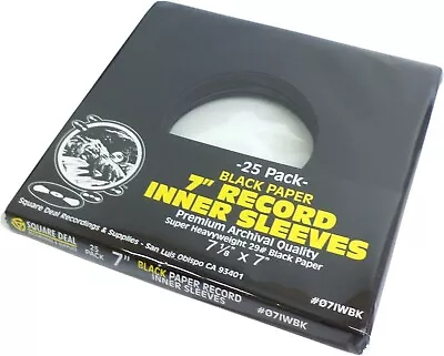(25) 7  Record Inner Sleeves - Premium COLORED Black Paper 45rpm ARCHIVAL • $14.99